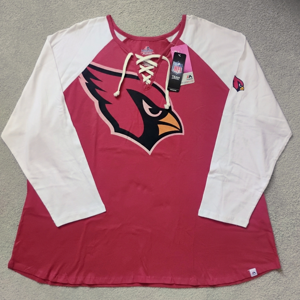 NWT 3X Majestic NFL Team Apparel Arizona Cardinals LS Top NEW